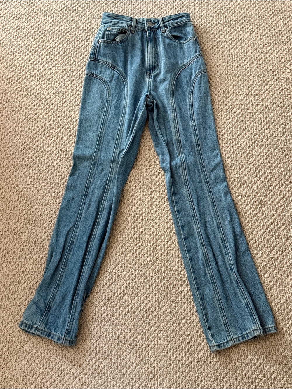 Glassons Size 6 Women’s Blue Paneled Straight-Leg Denim Jeans